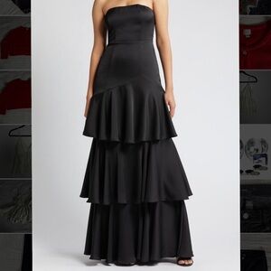 Lulu's Black Strapless Tiered Dress